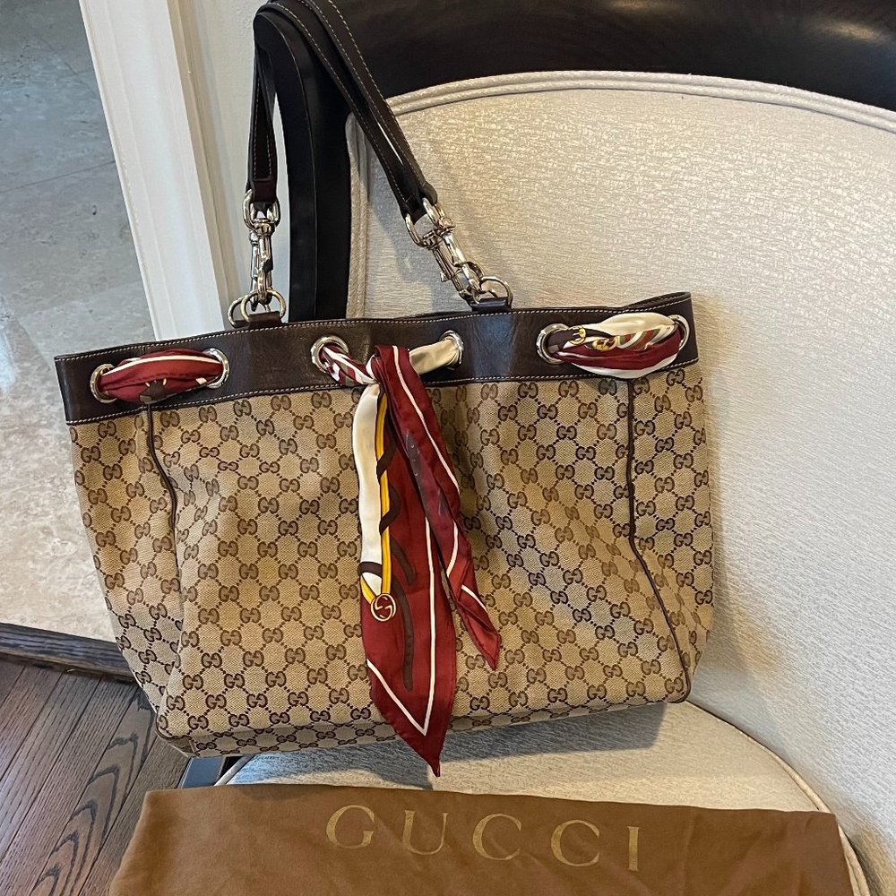 Gucci GG Canvas Positano Scarf Tote